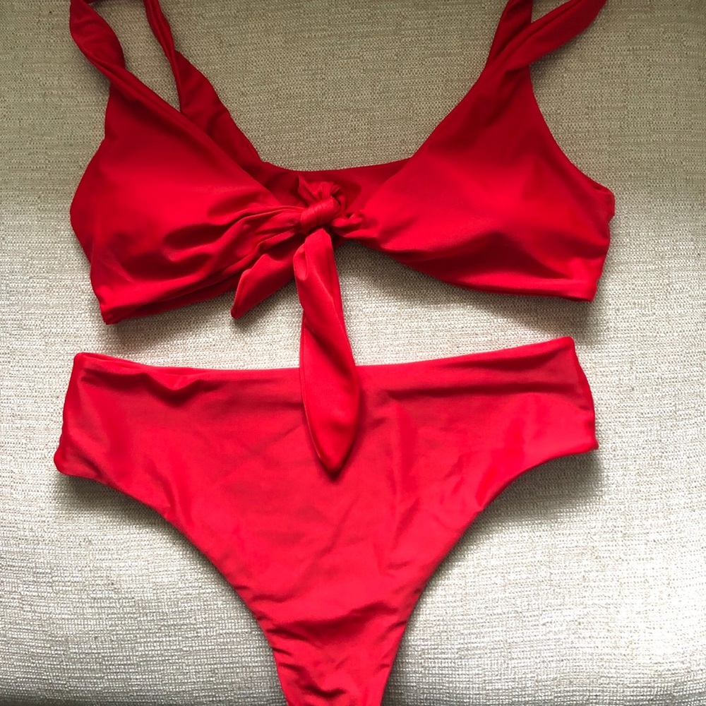 Red Two-Piece Swim Set